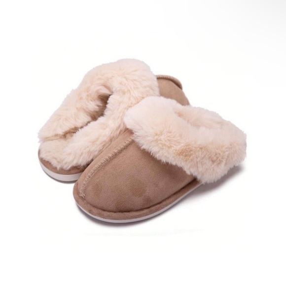 Fluffy faux fur lined faux suede slippers pink - Picture 2 of 2